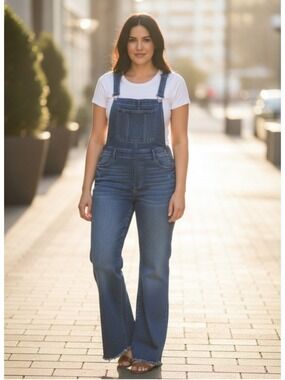 Wax Jean Denim Overalls Women's Plus Size 2XL Dark Blue